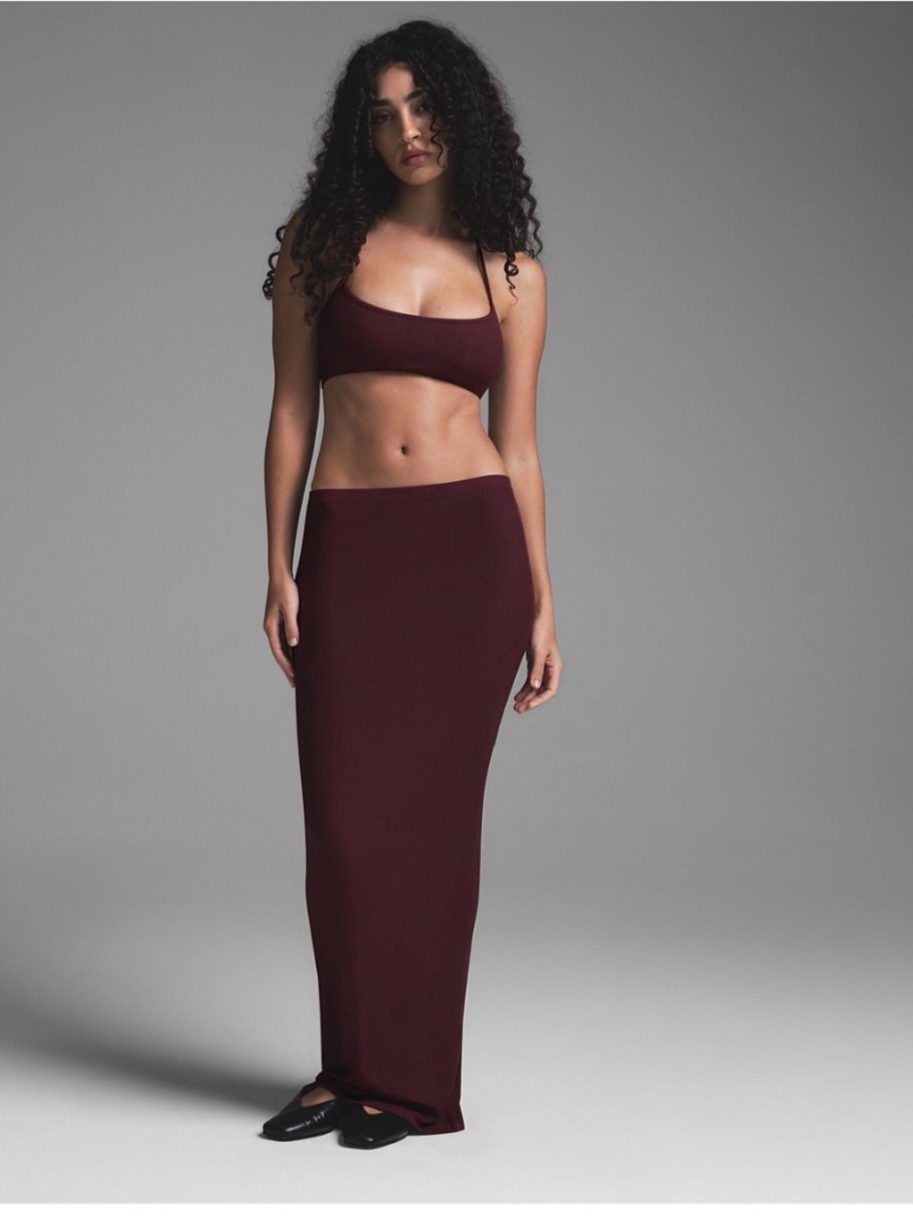 Skims Women's soft lounge Long Skirt in Burgundy